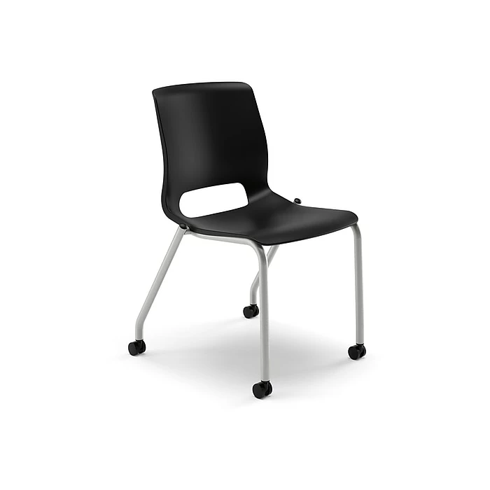 HON Motivate Stacking Chair, Onyx Shell, Textured Platinum Frame, 2 Per Carton 3 HON Motivate Stacking Chair, Onyx Shell, Textured Platinum Frame, 2 Per Carton