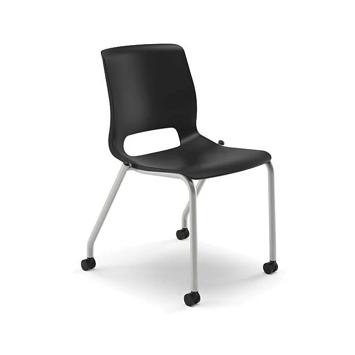 HON Motivate Stacking Chair, Onyx Shell, Textured Platinum Frame, 2 Per Carton 4 HON Motivate Stacking Chair, Onyx Shell, Textured Platinum Frame, 2 Per Carton - Image 2