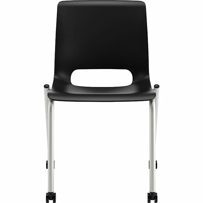 HON Motivate Stacking Chair, Onyx Shell, Textured Platinum Frame, 2 Per Carton 7 HON Motivate Stacking Chair, Onyx Shell, Textured Platinum Frame, 2 Per Carton - Image 5