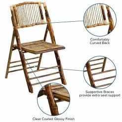 Flash Furniture American Champion Bamboo Armless Folding Chair, Wood, 4/Pack -Stackable Folding Chairs Sales unnamed file 109