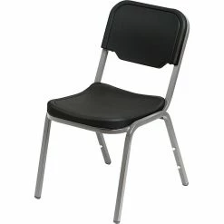 Iceberg Rough "N" Ready Original Stacking Chair, Blow Mold Plastic, Black, Seat: 15 1/4"W X 17"D, Back: 15 1/2"W X 16"H, 4/Ct