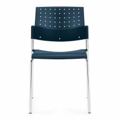 Global Sonic Polypropylene Armless Mid Back Stacking Chair, Caribbean Blue