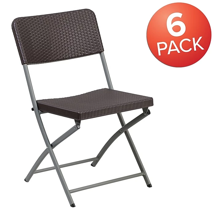 Flash Furniture Hercules Plastic Brown Rattan Plastic Folding Chair, Set Of 6 (6DADYCZ61) 5 Flash Furniture Hercules Plastic Brown Rattan Plastic Folding Chair, Set Of 6 (6DADYCZ61) - Image 3