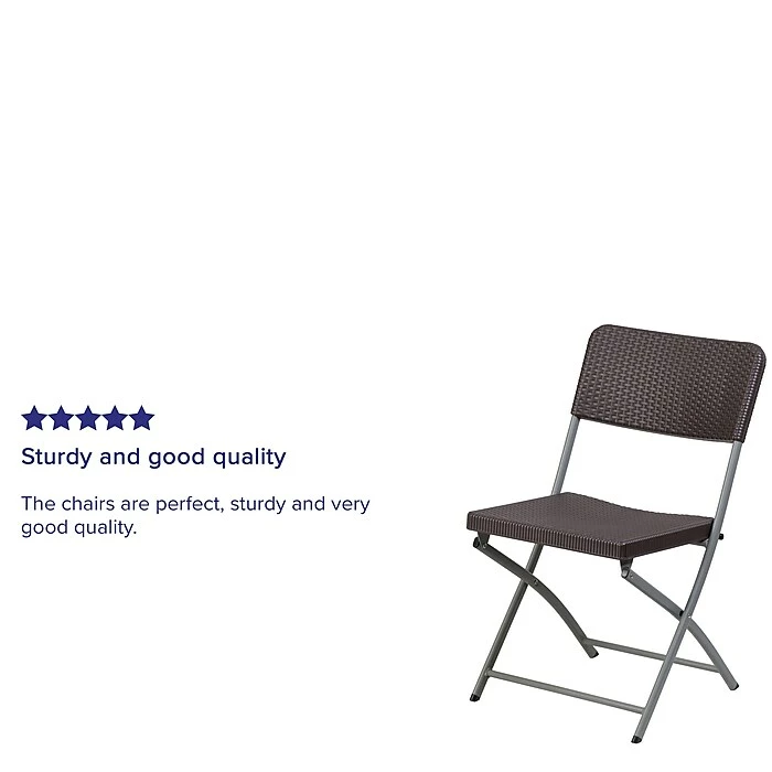 Flash Furniture Hercules Plastic Brown Rattan Plastic Folding Chair, Set Of 6 (6DADYCZ61) 7 Flash Furniture Hercules Plastic Brown Rattan Plastic Folding Chair, Set Of 6 (6DADYCZ61) - Image 5