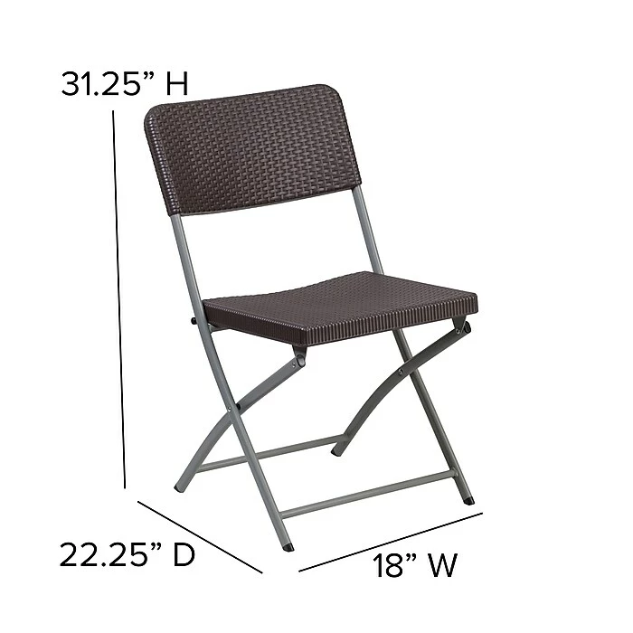 Flash Furniture Hercules Plastic Brown Rattan Plastic Folding Chair, Set Of 6 (6DADYCZ61) 9 Flash Furniture Hercules Plastic Brown Rattan Plastic Folding Chair, Set Of 6 (6DADYCZ61) - Image 7