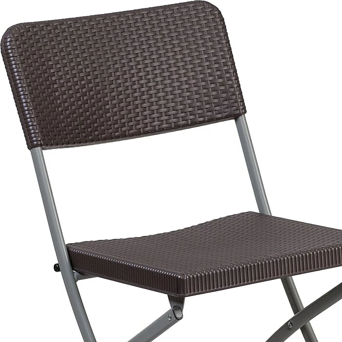 Flash Furniture Hercules Plastic Brown Rattan Plastic Folding Chair, Set Of 6 (6DADYCZ61) 11 Flash Furniture Hercules Plastic Brown Rattan Plastic Folding Chair, Set Of 6 (6DADYCZ61) - Image 9