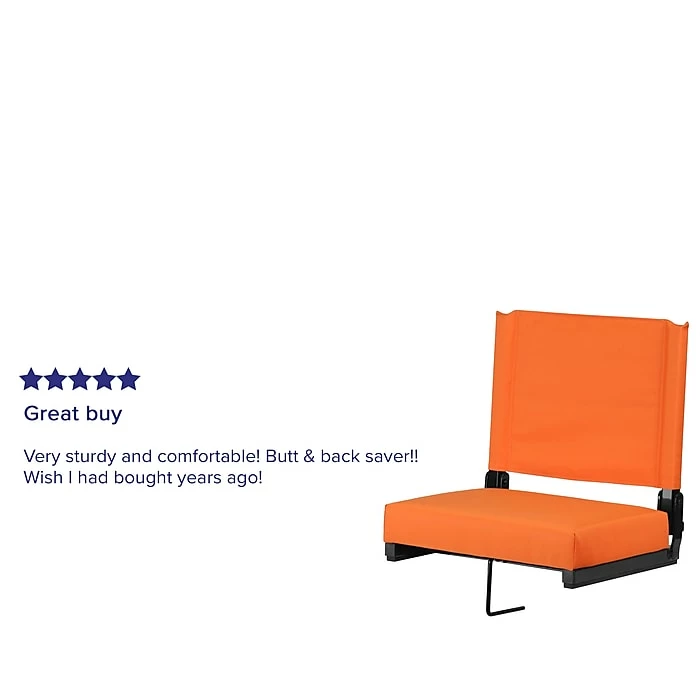 Flash Furniture Game Day Seats By Flash With Ultra-Padded Seat, Orange (XU-STA-OR-GG) 6 Flash Furniture Game Day Seats By Flash With Ultra-Padded Seat, Orange (XU-STA-OR-GG) - Image 4