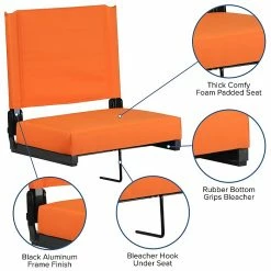 Flash Furniture Game Day Seats By Flash With Ultra-Padded Seat, Orange (XU-STA-OR-GG) 18 Flash Furniture Game Day Seats By Flash With Ultra-Padded Seat, Orange (XU-STA-OR-GG) -Stackable Folding Chairs Sales unnamed file 1183
