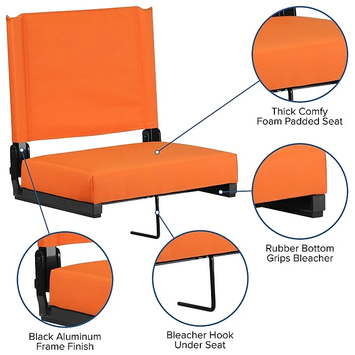 Flash Furniture Game Day Seats By Flash With Ultra-Padded Seat, Orange (XU-STA-OR-GG) 10 Flash Furniture Game Day Seats By Flash With Ultra-Padded Seat, Orange (XU-STA-OR-GG) - Image 8