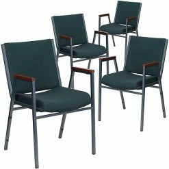 Flash Furniture HERCULES 4/Pack 3'' Thick Padded Stack Chairs W/Arms (4XU60154GN)