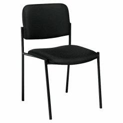 Global Offices To Go® Fabric Armless Stacking Chair, Fabric, Black (OTG2748LQ10)