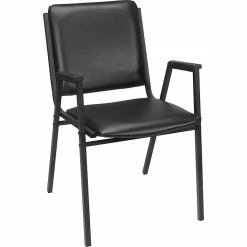Staples® Luxura® Square Back Stacking Guest Chair, Faux Leather, Black, Seat: 16 7/8"W X 18 1/4"D, Back: 17 3/4"W X 17"H