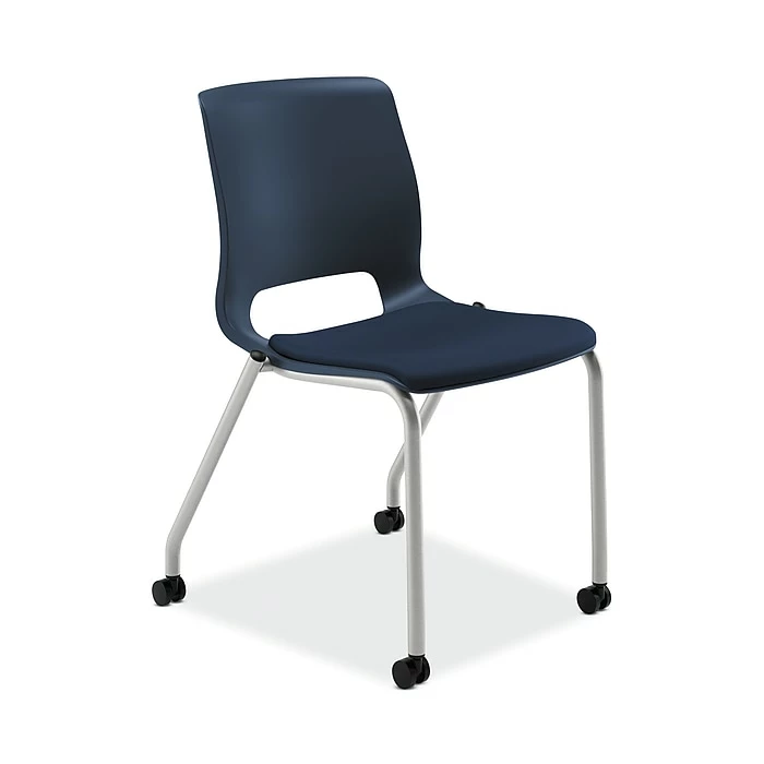 HON Motivate Stacking Chair, Regatta Shell, Textured Platinum Frame, Navy Fabric, 2/Pk (HONMG201CU98) 3 HON Motivate Stacking Chair, Regatta Shell, Textured Platinum Frame, Navy Fabric, 2/Pk (HONMG201CU98)