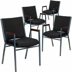 Flash Furniture HERCULES 4/Pack 3'' Thick Padded Stack Chairs W/Arms (4XU60154BK)