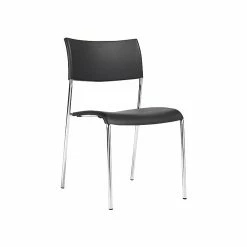 Global Offices To Go® Armless Stack Chair, Plastic, Black, Seat: 16.5"Wx16"D, Back: 17.5"Wx14.5"H, 4/CT