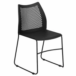 Flash Furniture Hercules Series Plastic Stack Chair, Black (RUT498ABLACKGG)