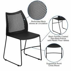 Flash Furniture Hercules Series Plastic Stack Chair, Black (RUT498ABLACKGG) -Stackable Folding Chairs Sales unnamed file 1320