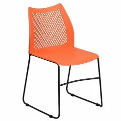 Flash Furniture Hercules Series Plastic Stack Chair, Orange (RUT498AORANGEGG)