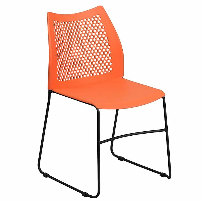 Flash Furniture Hercules Series Plastic Stack Chair, Orange (RUT498AORANGEGG) 3 Flash Furniture Hercules Series Plastic Stack Chair, Orange (RUT498AORANGEGG)