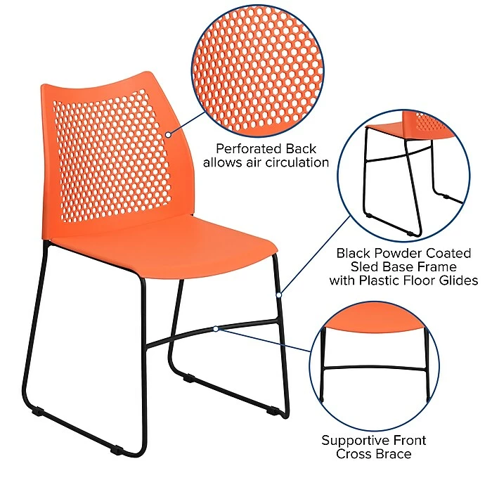 Flash Furniture Hercules Series Plastic Stack Chair, Orange (RUT498AORANGEGG) 7 Flash Furniture Hercules Series Plastic Stack Chair, Orange (RUT498AORANGEGG) - Image 5