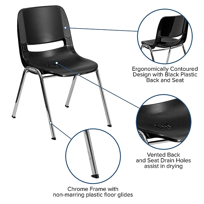 Flash Furniture HERCULES Plastic Student/School Chair, Black (RUT-18-BK-CHR-GG) 7 Flash Furniture HERCULES Plastic Student/School Chair, Black (RUT-18-BK-CHR-GG) - Image 5