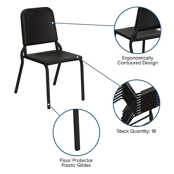 Flash Furniture HERCULES™ Polypropylene Stackable Melody Band/Music Chair, Black 9 Flash Furniture HERCULES™ Polypropylene Stackable Melody Band/Music Chair, Black - Image 7