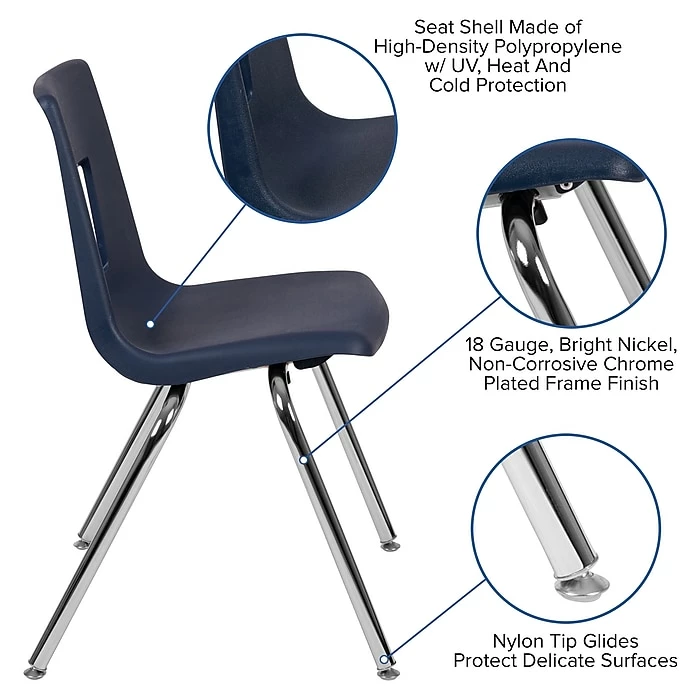 Advantage Navy Student Stack School Chair - 18" 4 Pack (ADVSSC18NAVY4) 4 Advantage Navy Student Stack School Chair - 18" 4 Pack (ADVSSC18NAVY4) - Image 2