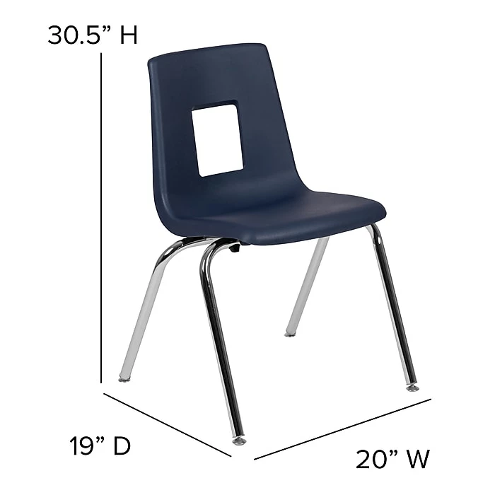 Advantage Navy Student Stack School Chair - 18" 4 Pack (ADVSSC18NAVY4) 5 Advantage Navy Student Stack School Chair - 18" 4 Pack (ADVSSC18NAVY4) - Image 3