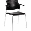 Global Sonic™ Plastic All-Purpose Stackable Guest Chairs With Arms, Black, 2/Ct (6513CH-BK/BK)