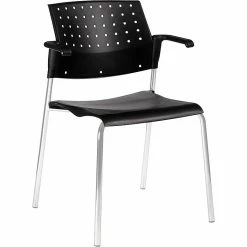 Global Sonic™ Plastic All-Purpose Stackable Guest Chairs With Arms, Black, 2/Ct (6513CH-BK/BK)