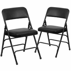 Flash Furniture HERCULES Series Vinyl Folding Chair, Black, 2/Pack (2HAMC309AVBK)