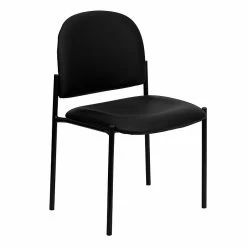Flash Furniture Vinyl Stackable Steel Side Chairs, Black, 15/Pack