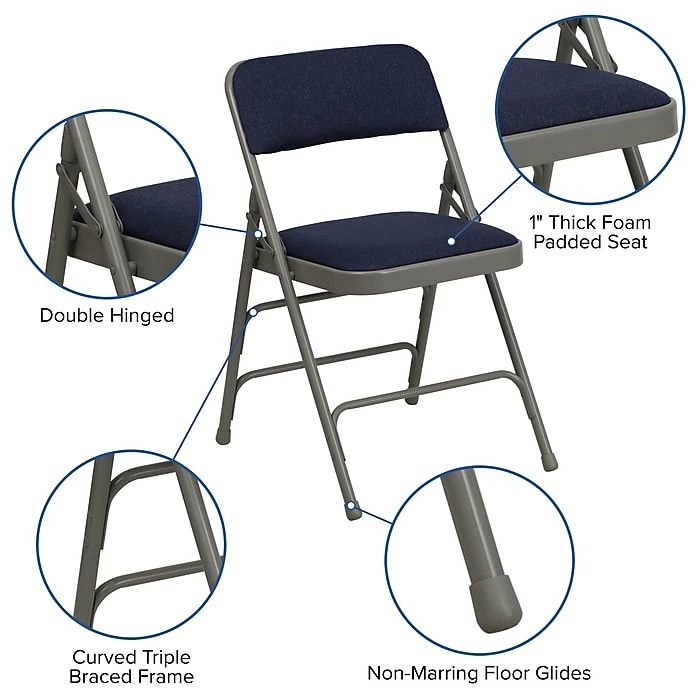 Flash Furniture HERCULES Series Fabric Folding Chair, Navy Blue, 2/Pack (2HAMC309AFNVY) 8 Flash Furniture HERCULES Series Fabric Folding Chair, Navy Blue, 2/Pack (2HAMC309AFNVY) - Image 6