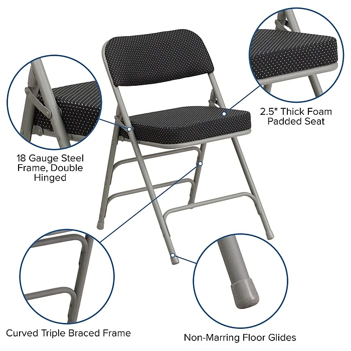 Flash Furniture HERCULES Series Fabric Folding Chair, Black, 2/Pack (2AWMC320AFBK) 7 Flash Furniture HERCULES Series Fabric Folding Chair, Black, 2/Pack (2AWMC320AFBK) - Image 5