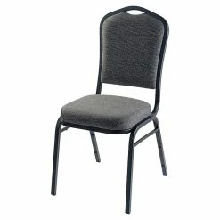 National Public Seating NPS 9300 Series Deluxe Fabric Upholstered Stack Chair, Natural Graystone/Black Sandtex (9362-BT)