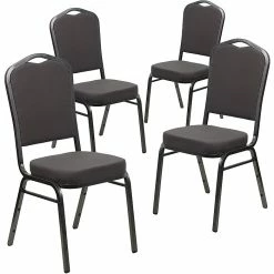 Stackable Folding Chairs Sales 31 Flash Furniture HERCULES 4/Pack Banquet Chairs W/Fabric Seat Silver Vein Frame (4FDC01SVGY)