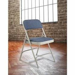 National Public Seating NPS 2200 Series Fabric Padded Premium Folding Chairs, Imperial Blue/Gray, 4 Pack (2205/4) -Stackable Folding Chairs Sales unnamed file 255