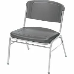 Iceberg Rough N Ready Series Big & Tall Stacking Chair, Plastic, Charcoal, Seat: 24"W X 20"D, Back: 24"W X 18"H, 4/Ct
