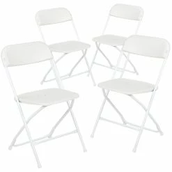 Flash Furniture HERCULES™ Plastic Armless Folding Chair, Premium White, 4/Pack