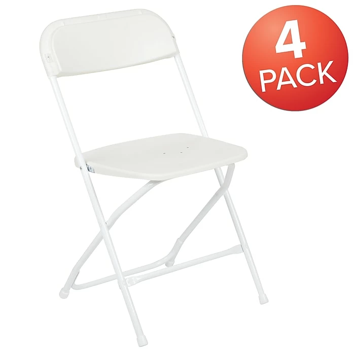 Flash Furniture HERCULES™ Plastic Armless Folding Chair, Premium White, 4/Pack 5 Flash Furniture HERCULES™ Plastic Armless Folding Chair, Premium White, 4/Pack - Image 3