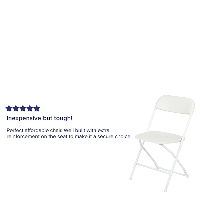 Flash Furniture HERCULES™ Plastic Armless Folding Chair, Premium White, 4/Pack 7 Flash Furniture HERCULES™ Plastic Armless Folding Chair, Premium White, 4/Pack - Image 5