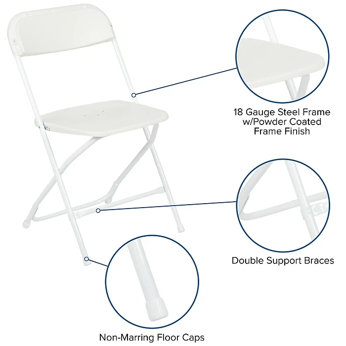 Flash Furniture HERCULES™ Plastic Armless Folding Chair, Premium White, 4/Pack 8 Flash Furniture HERCULES™ Plastic Armless Folding Chair, Premium White, 4/Pack - Image 6