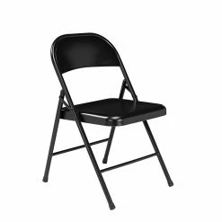 National Public Seating NPS Commercialine 900 Series Vinyl Upholstered Commercialine Folding Chairs, Black, 4 Pack (910/4)