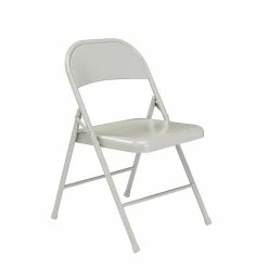 National Public Seating NPS Commercialine 900 Series Vinyl Upholstered Commercialine Folding Chairs, Gray, 4 Pack (902/4)