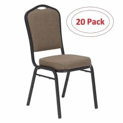 National Public Seating NPS 9300 Series Deluxe Fabric Upholstered Stack Chair, Natural Taupe/Black Sandtex, 20 Pack (9378-BT/20)