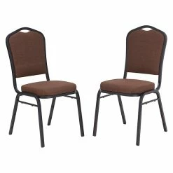 National Public Seating NPS 9300 Series Deluxe Fabric Upholstered Stack Chair, Natural Chocolate/Black Sandtex, 2 Pack (9361-BT/2)