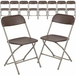 Flash Furniture HERCULES™ Plastic Armless Folding Chair, Premium Brown, 10/Pack