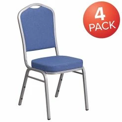 Flash Furniture Crown Back Stacking Banquet Chair With Blue Fabric And Thick Seat, Silver Frame, 4/PK (4-FD-C01-S-7-GG) -Stackable Folding Chairs Sales unnamed file 419