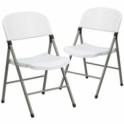 Flash Furniture HERCULES Series Plastic Folding Chair, White, 2/Pack (2DADYCD70WH)