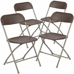 Flash Furniture HERCULES™ Plastic Armless Folding Chair, Premium Brown, 4/Pack
